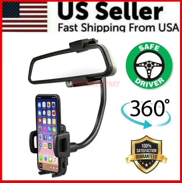 Universal Car Rearview Mirror Mount Stand Holder Cradle For Cell Phone GPS - view 5