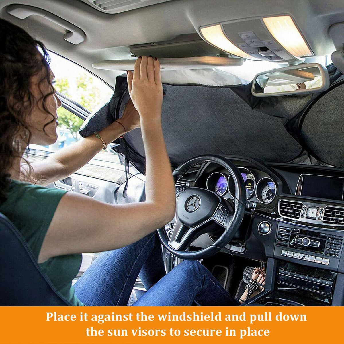 Foldable Car Windshield Visor Sun Protector Cover Front Rear Sun Block Window Sun Shade Auto Sunshade With Suction Cup - view 5