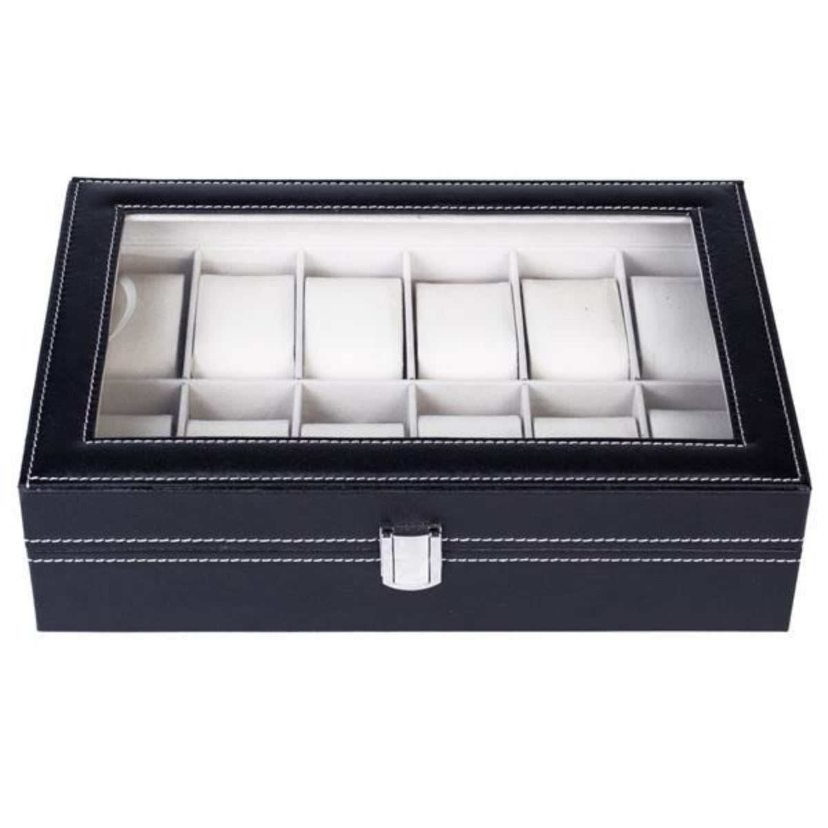 12 Slot Leather Watch Box Display Case Jewelry Organizer For Men Women - view 3