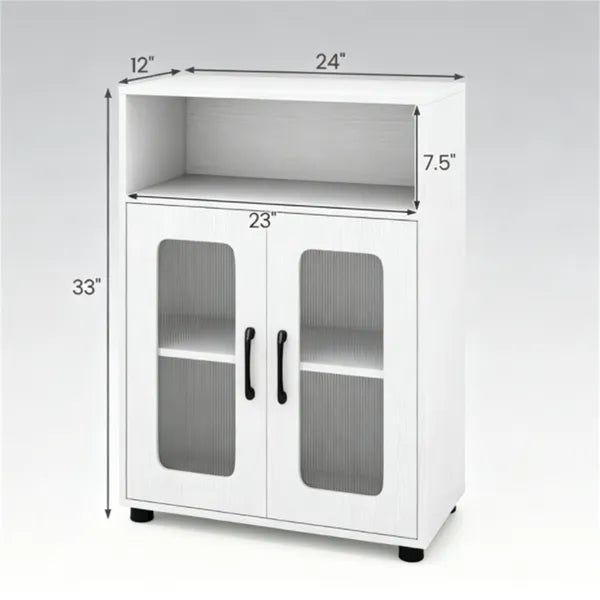 White Modern Engineered Wood Bathroom Cabinet With Open Compartment - view 5