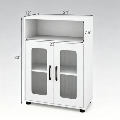 White Modern Engineered Wood Bathroom Cabinet With Open Compartment - view 5