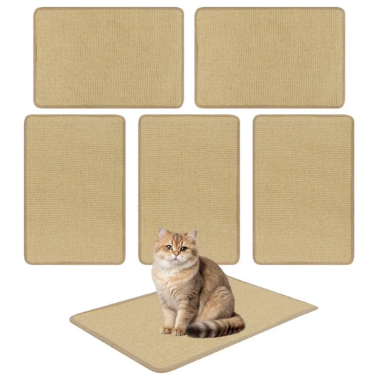 24 x 16 Inch Natural 6-Piece Cat Scratching Mats, Sisal Material Anti-Slip Latex Backing Furniture Protector