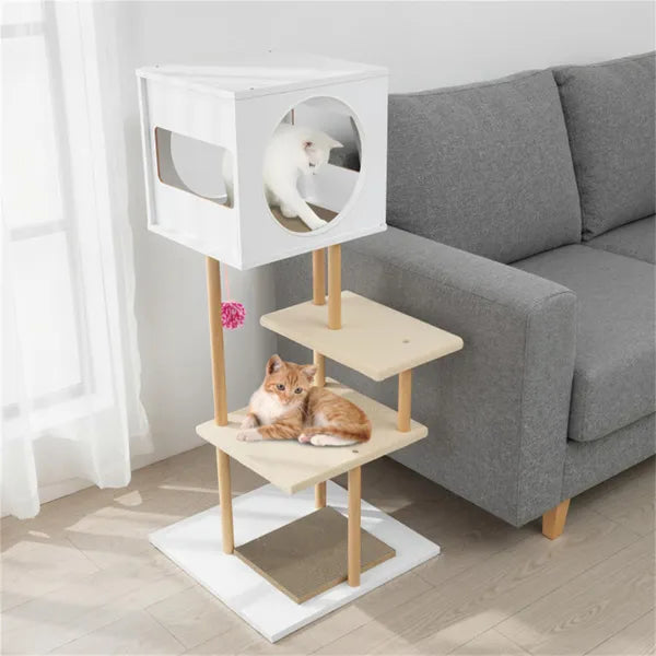 Multi-Level Cat Tree With 2 Scratching Pads, Dual-Door Cat Condo & Anti-Tipping Kit For Indoor Cats - view 3