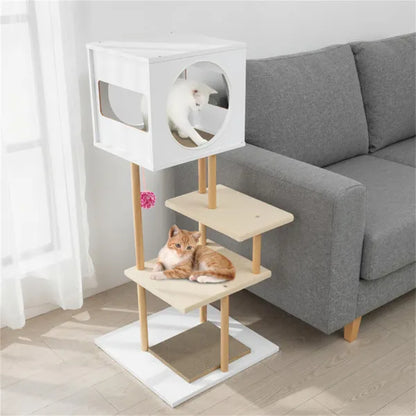 Multi-Level Cat Tree With 2 Scratching Pads, Dual-Door Cat Condo & Anti-Tipping Kit For Indoor Cats - view 3