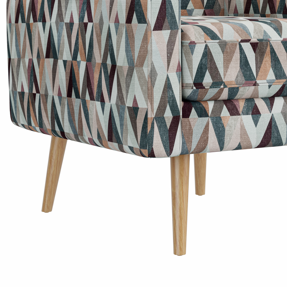 Darien Accent Arm Chair In Red And Tan Prism Pattern With Natural Solid Wood Legs - view 2