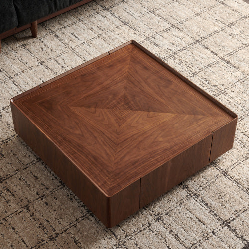 35.4-inch Coffee Table, Square Walnut Wood Design, Suitable For Living Room. Walnut Wood Material, Suitable For Bedroom - view 4