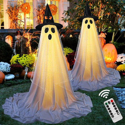 2Packs Halloween Decorations Outdoor,Halloweens Party Decoration Indoor,Spooky Ghost with Remote Control String Lights - view 3