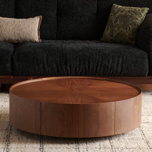 39.3-inch Coffee Tables, Circular Walnut Design, Suitable For Living Rooms, Walnut Material, Suitable For Bedrooms - view 6