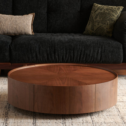 39.3-inch Coffee Tables, Circular Walnut Design, Suitable For Living Rooms, Walnut Material, Suitable For Bedrooms - view 6