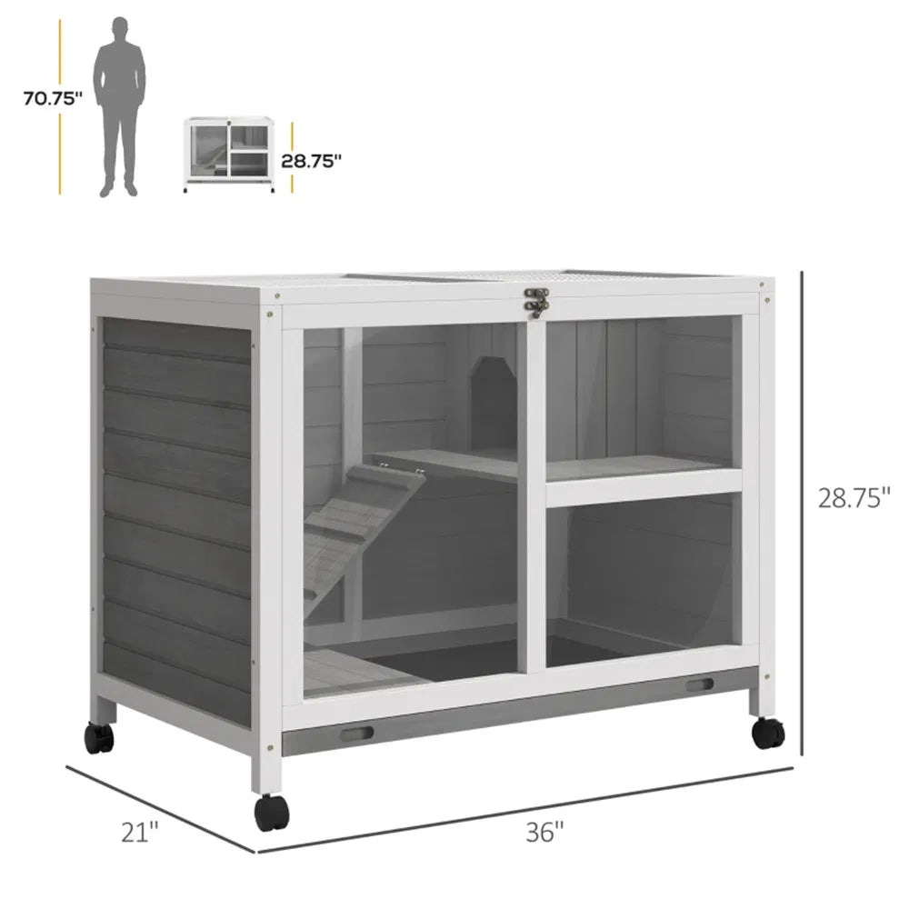 Pet cage / Wood Rabbit Hutch-Gray