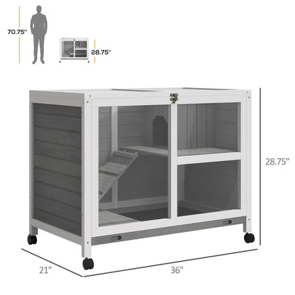 Pet cage / Wood Rabbit Hutch-Gray