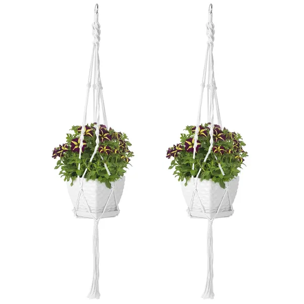 2Pcs Plant Hanger Flowerpot Net Bag 40in Cotton Rope - view 2
