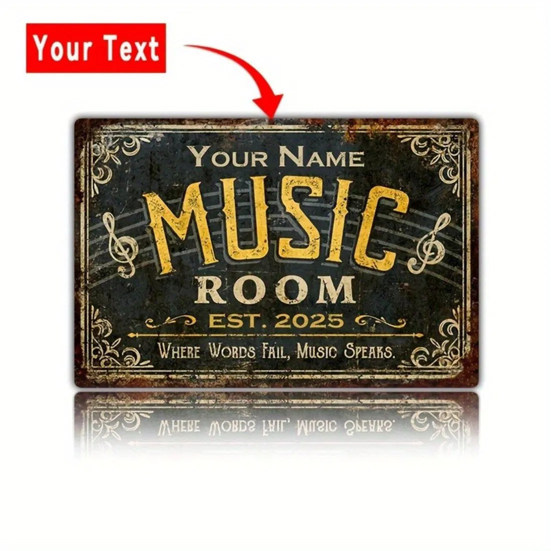 Custom Metal Music Sign Personalized Studio Classroom Decor Outdoor Wall Gift - view 2