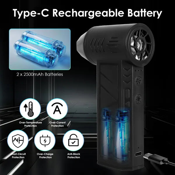 Compressed Air Duster With LED Light Up To 150000RPM Speed For PC Keyboard Cleaning High Speed Rechargeable Cordless - view 4