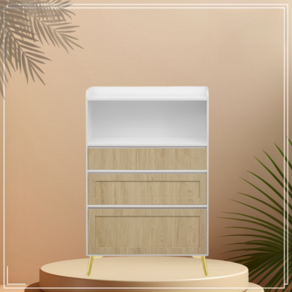 Modern Design White Solid Wood Frame Three Drawer Storage Cabinet - view 3