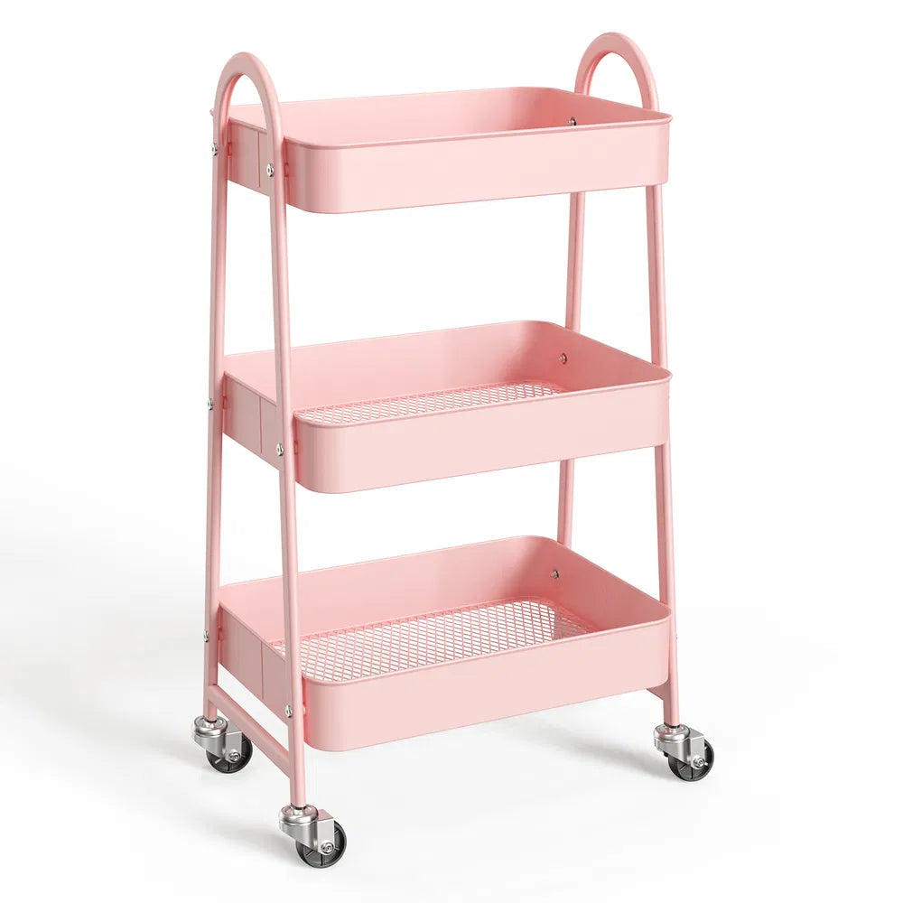 3-4-layer Practical Mobile Trolley, Metal Movable Storage Rack, With Lockable Casters - view 8