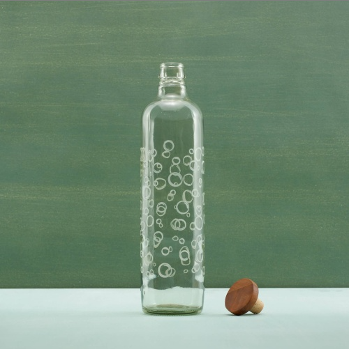 Bubbles Glass Water Bottle With Wooden Stopper - view 3