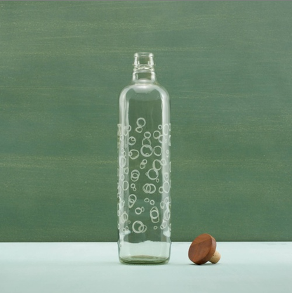 Bubbles Glass Water Bottle With Wooden Stopper - view 3