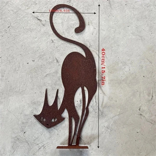 Gothic Black Cat Metal Wall Art Vintage Halloween Christmas Decor Indoor Outdoor Garden Patio