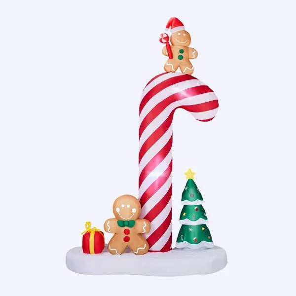 8.2FT Lighted Christmas Inflatable Decoration, Inflatable Giant Candy Cane With Gingerbread Men - view 10