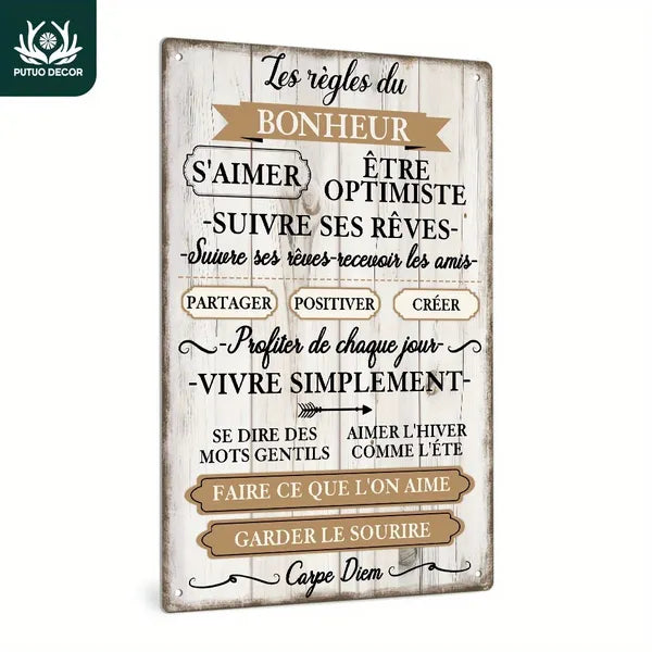 Vintage French Inspirational Quotes Metal Sign Rustic Wall Art For Home Farmhouse Cafe Decor