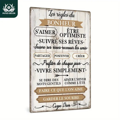 Vintage French Inspirational Quotes Metal Sign Rustic Wall Art For Home Farmhouse Cafe Decor