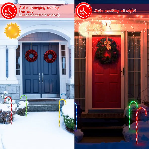 Solar Christmas Candy Cane Light IP55 Waterproof Stake Light - view 7