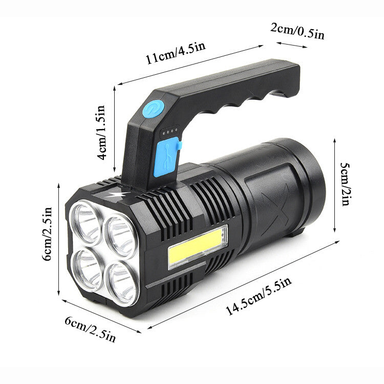 LED Flashlight USB Rechargeable Torch COB Spotlight Camping Light Emergency Lamp 4 Modes Waterproof Work Light - view 2
