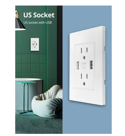 Dual USB Wall Outlet Port 15A Power Socket Charger AC Receptacle Plate Panel 110 - view 2