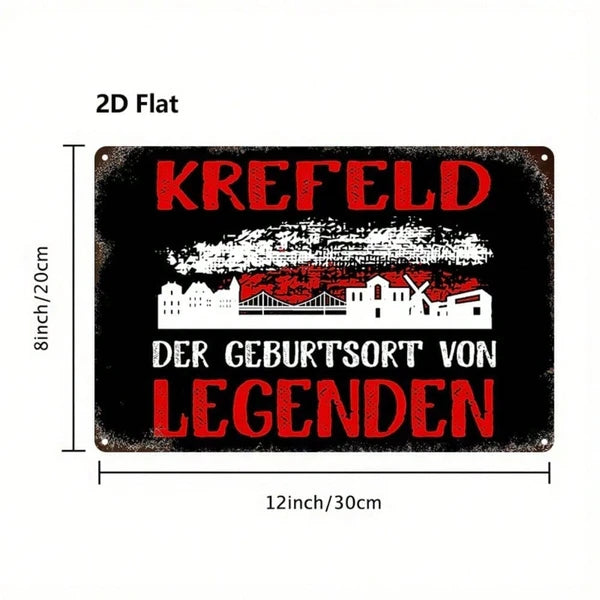1pc Krefeld Germany Metal Wall Art 8x12 Inch, Vintage Red & White 2D Flat Iron Decorative Plaque Sign For Bathroom - view 5