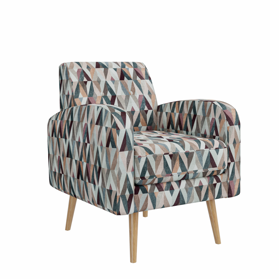 Darien Accent Arm Chair In Red And Tan Prism Pattern With Natural Solid Wood Legs - view 8