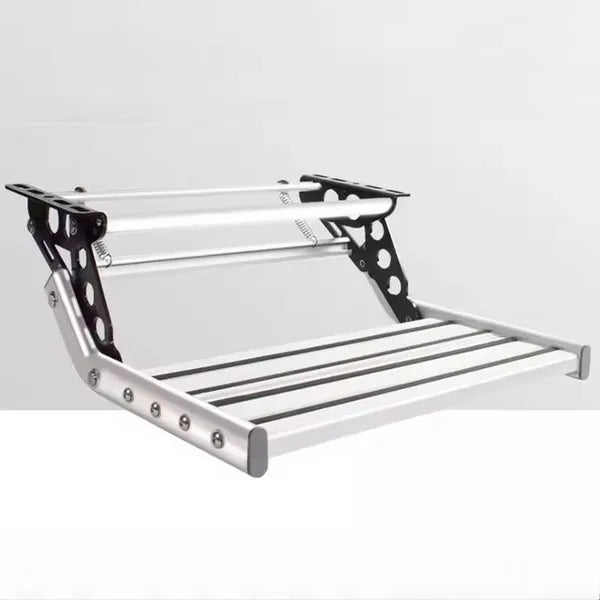 Manual Single Layer RV Step - Anti-slip Pedals With Enhanced Aluminum Alloy, Anodized, Strong Spring Elasticity