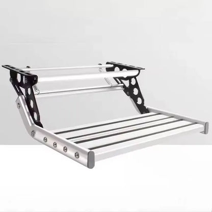 Manual Single Layer RV Step - Anti-slip Pedals With Enhanced Aluminum Alloy, Anodized, Strong Spring Elasticity