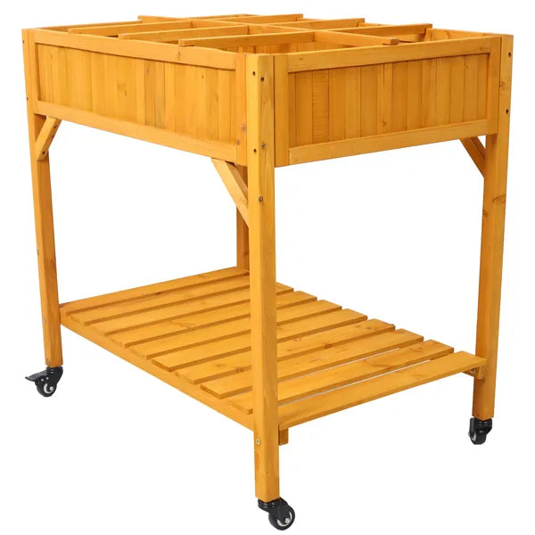 Elevated 8 Pocket Herb Garden Bed, Mobile Raised Customizable Wood Planter For Herbs, Vegetables - view 3