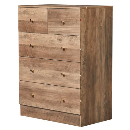 Gray Particleboard With Linen-textured Melamine Finish, 66 x 40 x 91cm, 3+2 Drawers - view 3