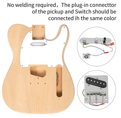 DIY 6 String TL Style Electric Guitar Kits With Mahogany Body, Maple Neck And Accessories - view 4