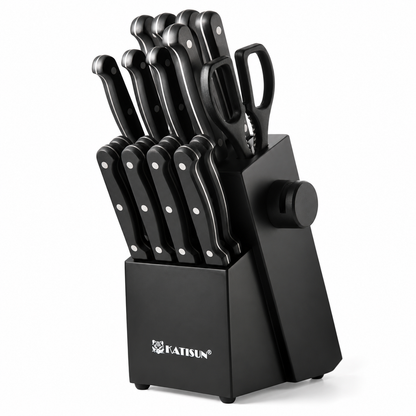 19-piece Knife Set, German Steel, Durable, Dishwasher-safe, Kitchen Knife Set With Built-in Sharpener For Chopping - view 3
