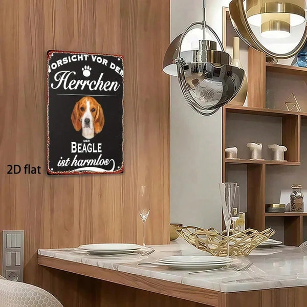 Vintage German Beagle Warning 2D Flat Metal Sign" 8x12 Inch Retro Iron Wall Art Beware - view 2