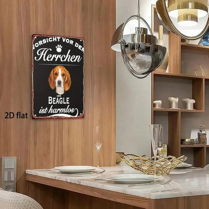Vintage German Beagle Warning 2D Flat Metal Sign" 8x12 Inch Retro Iron Wall Art Beware - view 2