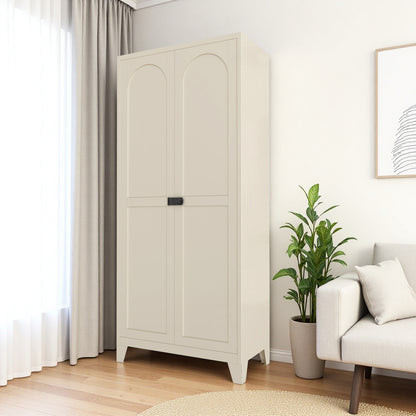 71'' 2 Shapely Door Cabinet With Lock, Metal Storage Cabinet With Doors And Adjustable Shelves, For Kitchen, Bedroom - view 3