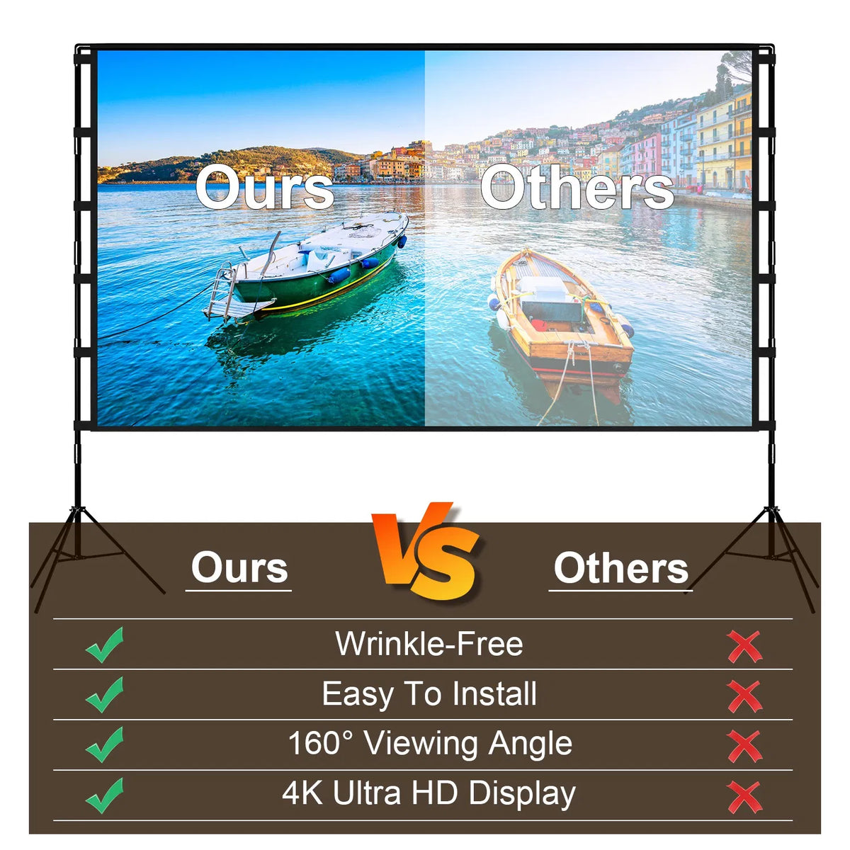 100inch 120inch Options Projector Screen With Stand 4K HD Rear Front Wrinkle-Free Portable And Foldable Movie Screen - view 10