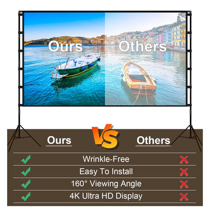 100inch 120inch Options Projector Screen With Stand 4K HD Rear Front Wrinkle-Free Portable And Foldable Movie Screen - view 10