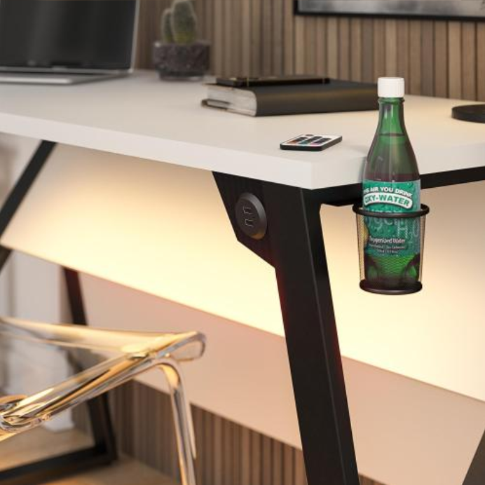 Genesis Adjustable Gaming Desk, White - view 7