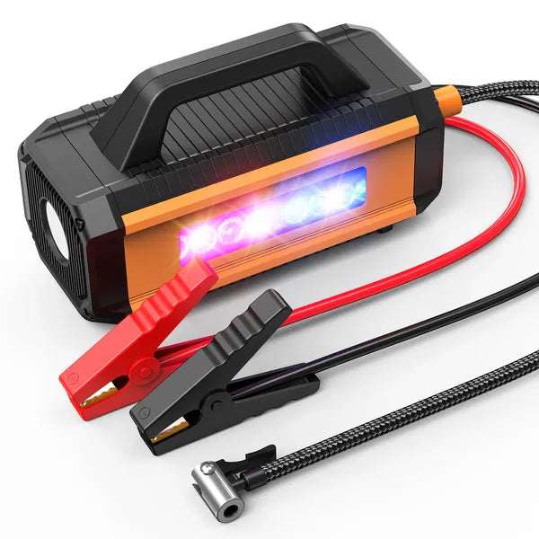 2 In 1 Car Jump Starter With Air Compressor Air Inflator Battery Charge Jumper Booster Power Bank Jumper Box Blue Red - view 5