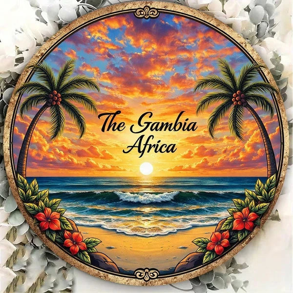 1pc Vintage African Gambian Sunset Beach Wall Sign, African Gambian Sunset Beach Wall Sign, Sunset Beach Wall Sign - view 2