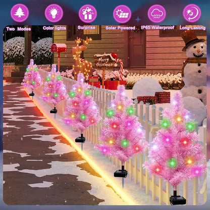 Solar Christmas Tree Outdoor Decor, Waterproof Solar Xmas Decorations Garden Stake Lights - view 2