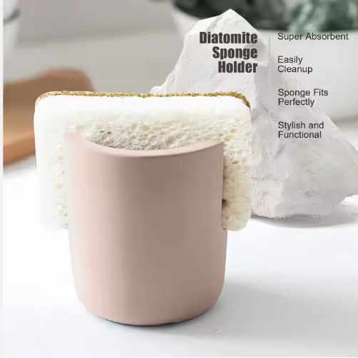 Diatom Mud Sponge Rack Kitchen & Bathroom Sink Caddy For Sponges Scrubbers - view 4