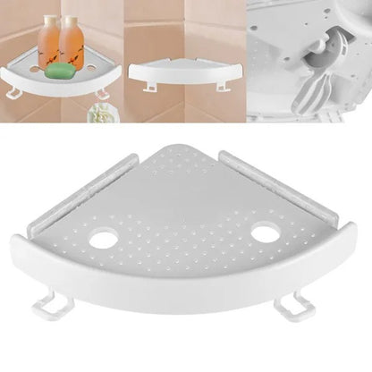 Bathroom Wall Corner Shelf Organizer Kitchen Corner Storage Rack Non-Marking Shelf With Hooks - view 2