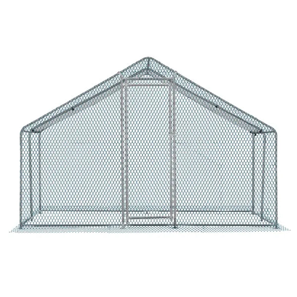10 X 10 Ft Large Metal Chicken Coop, Walk-in Poultry Cage Chicken Hen Run House With Waterproof Cover