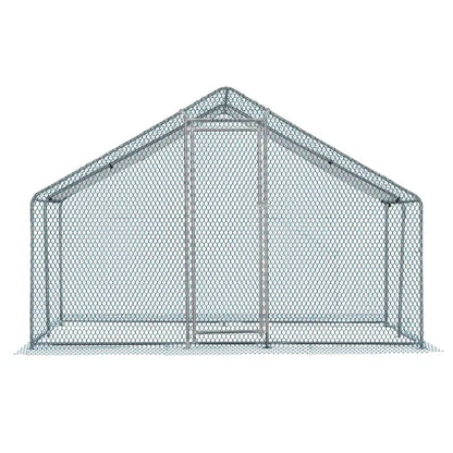 10 X 10 Ft Large Metal Chicken Coop, Walk-in Poultry Cage Chicken Hen Run House With Waterproof Cover